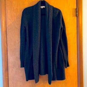 Loft Oversized Lightweight Grey Open Cardigan Sweater, Dark Grey, Women’s Small